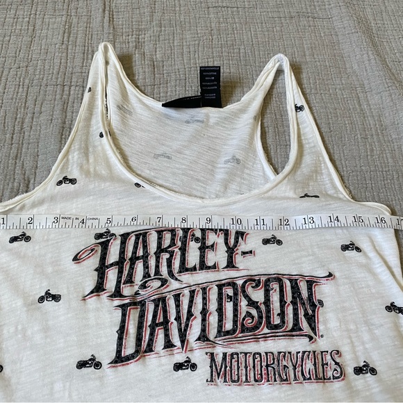 Harley-Davidson Women’s Distressed Cream Tank Top w/Little Motorcycles s… - Picture 6 of 9